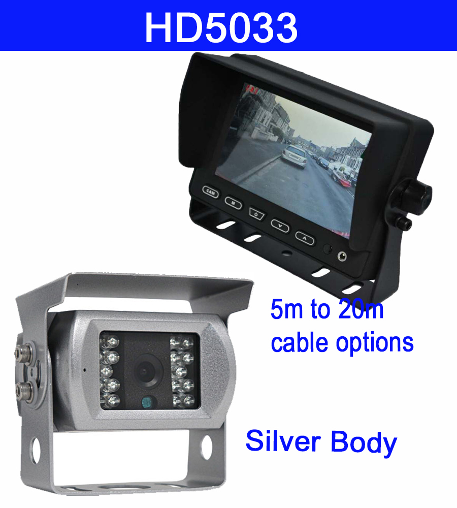 5 inch dash monitor and silver CCD reversing camera with sound